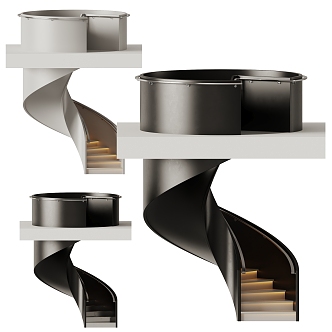 arc staircase revolving staircase 3d model