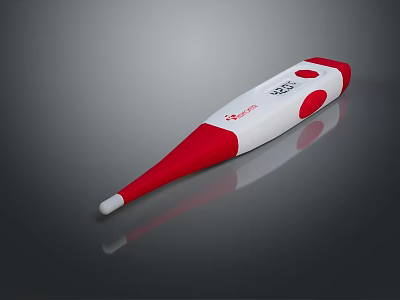 Red And White Beurer Digital Thermometer For Accurate Household Temperature Measurement 3d model