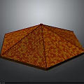 Detailed Octagonal Roof Structure With Red And Orange Tile Design