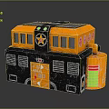 Yellow Black Building Model With Windows Door FREE Sign And Green Lights