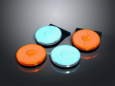 Modern Round LED Lighting Combination With Orange And Blue Glossy Design For Home Interior Decor 3d model