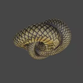 Game Movie Snake Character With Coiled Body Reticulated Pattern Scales And Raised Head