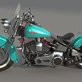 Classic Turquoise Motorcycle With Windshield Black Seat Chrome Details And Saddlebags