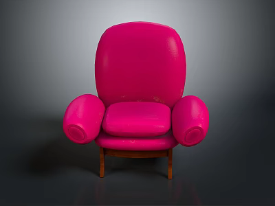 Pink Modern Armchair With Comfortable Upholstery Stylish Design And Wooden Legs 3d model