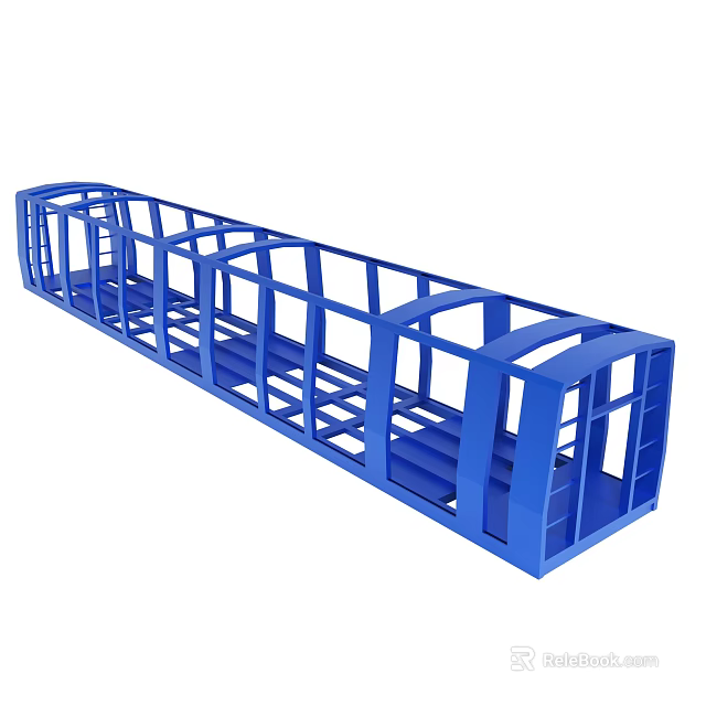 Blue Long Frame Structure With Multiple Rectangular Sections And Industrial Design 3d model 