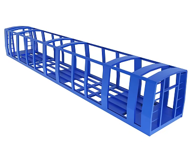 Blue Long Frame Structure With Multiple Rectangular Sections And Industrial Design 3d model