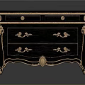 Classic Dark Gray Entryway Console Table with Gold Carved Handles and Ornate Drawer Design