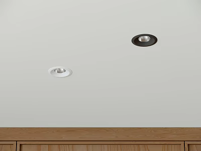 Modern Interior Ceiling with Recessed Downlights and Spotlights Above Wooden Cabinets 3d model