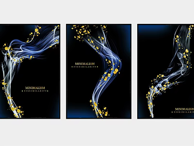 Minimalist Creative Design With Flowing Lines Yellow Accents And Black Background Artwork 3d model