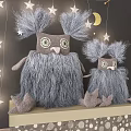 Gray Fluffy Stuffed Dolls with Big Round Eyes Two Sizes Design and Star Moon Decor
