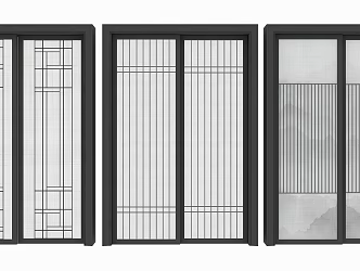 New Chinese-style sliding door 3d model