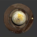 Decorative Globe With Earth Surface And Metal Ring On Pedestal Base