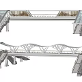 Modern White Steel Structure Bridge With Handrails And Escalators Design