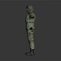 Game Movie Character In Camouflage Uniform With Goggles Standing Pose 3D Render