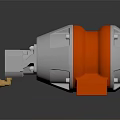 Industrial Mechanical Component Silver And Orange Metal With Connection Ports And Base For Machinery Applications
