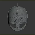Silver Medieval Metal Helmet with Worn Texture and Classic Protective Design 3d model