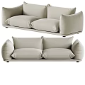 Modern Beige Two Seater Sofa With Plush Cushions And Soft Armrests