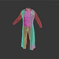 3D Model of Casual Outfit With Gray Cardigan Robe White T-shirt and Black Pants