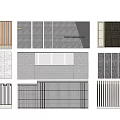 Diverse Building Exterior Wall Designs With Various Textures And Materials 3d model