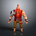 Strong Fantasy Warrior Character 3D Model With Red Hair Beard And Leather Shoulder Armor