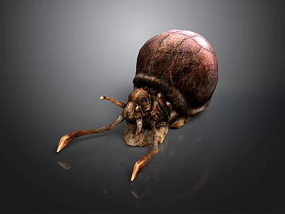 A textured brown beetle with long antennae and shiny shell on dark background 3d model