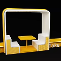 Yellow And White Modern Public Seating With Small Table For Public Space Design 3d model