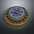 Military Weapon Circular Metal Structure With Brown Enclosure And Central Tactical Component 3d model