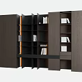 Modern Dark Bookcase Contemporary Design With Multiple Open Shelves And Closed Cabinets