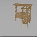 Wooden Garden Pergola Structure With Lattice Design Bench And Shelves