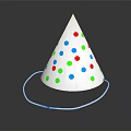 White Cone Party Hat With Colorful Polka Dots Red Green Blue White String Band Reflection