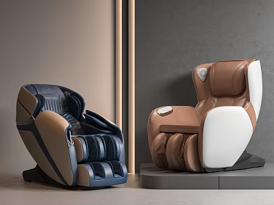 Comfortable Modern Massage Chairs Featuring Blue Brown And White Color Styles 3d model