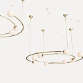 Elegant Modern Chandelier With Circular Metal Frame And Spherical Globe Lights 3d model