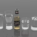 Daily Household Glassware Set With Various Water Filled Drinking Cups And Collect Bottle