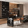 Modern Bar Area Design With Wine Racks Marble Countertop And Bar Stools