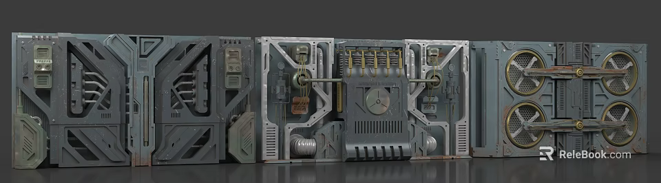 Industrial Equipment With Metal Structures Control Panels Mechanical Pipes Gauges And Ventilation Components 3d model 