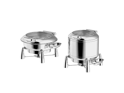 Stainless Steel Dinnerware Set With Two Insulated Warmer Containers For Catering 3d model