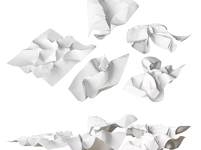 White Paper Folded Decorative Ornament Set With Various Shapes For Home Decor 3d model