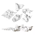 White Paper Folded Decorative Ornament Set With Various Shapes For Home Decor