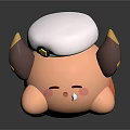Cute Game and Movie Character With Orange Body Brown Horns White Hat Lying Posture