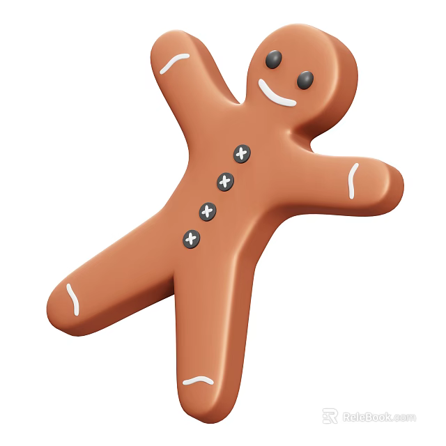 Delicious Gingerbread Man With Icing And Buttons 3d model 