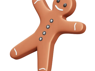 Delicious Gingerbread Man With Icing And Buttons 3d model