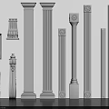 Different Styles Of Decorative Roman Columns With Ornate Capitals And Intricate Designs