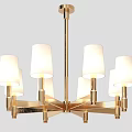 Elegant Modern Golden Chandelier With White Lampshades And Multiple Arms
