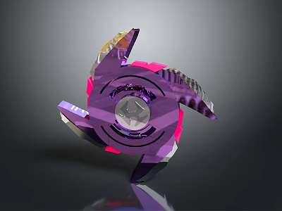 Colorful Geometric Shaped Decorative Household Item With Purple Pink And Transparent Accents 3d model