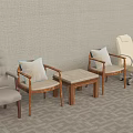 Elegant Accent Chairs With Wooden Legs Soft Cushions Ottoman In Light Wall Geometric Carpet Setting