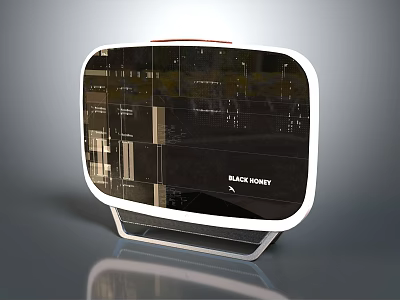 Projection Monitoring Device With White Frame Square Screen And Monitoring Data 3d model