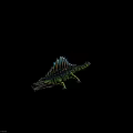 Fantasy Green Blue Scaled Crocodile Creature With Dorsal Spiked Fins Open Mouth Sharp Teeth