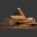 Freshly Baked Flaky Pastries and Assorted Bread Loaves on Wooden Board