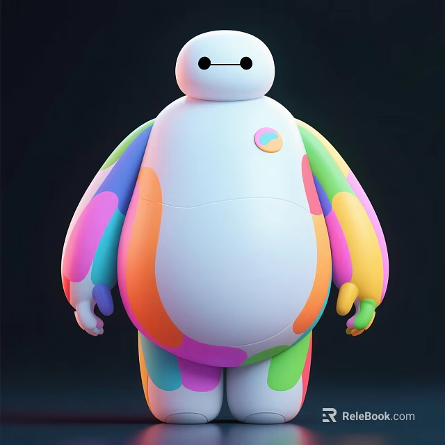 Baymax Game Movie Character With Colorful Arms And Round Body Design 3d model