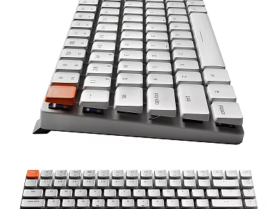 Modern Sleek Computer Keyboard Design With Silver Body Orange Function Key And Comfortable Key Layout 3d model